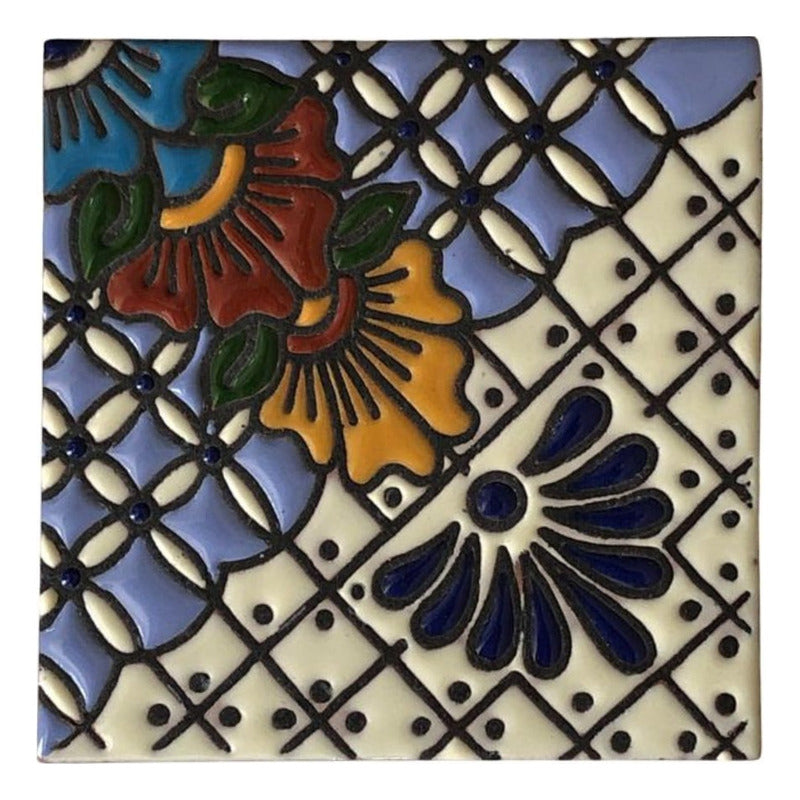 Azulejo 11cm Artesanal Tipo Talavera Relieve 90pz #acrs-19