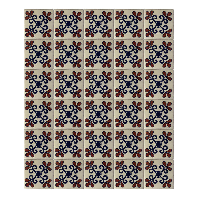 Azulejo 10.5cm Artesanal Talavera Liso 90pz #acls-80
