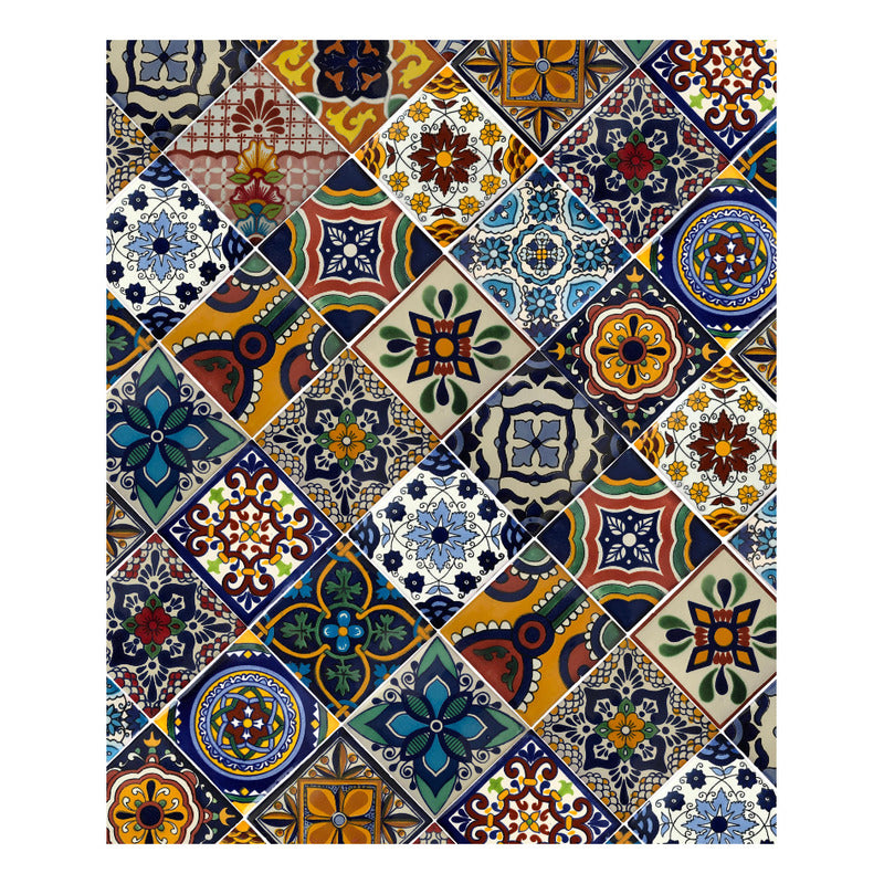 Azulejo 10.5cm Artesanal Tipo Talavera Liso 90pz Surtido N23