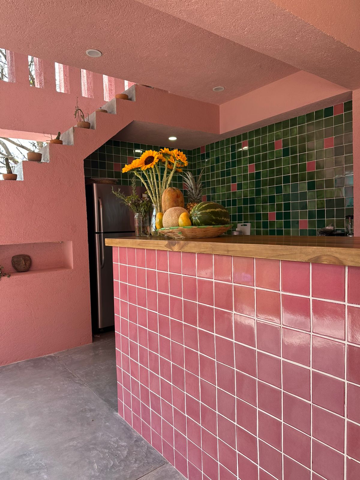 La Betulia · Oaxaca · La cocina con azulejo verde